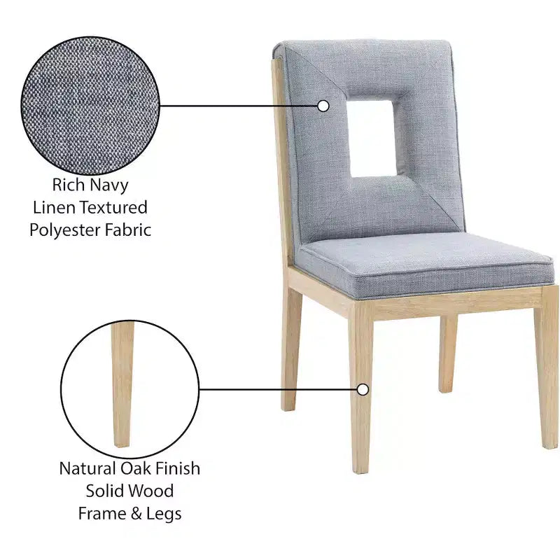 Chaise de salle à manger en tissu texturé lin