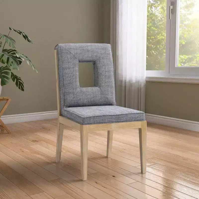 Chaise de salle à manger en tissu texturé lin