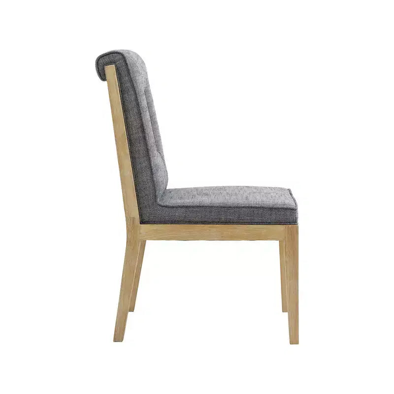 Chaise de salle à manger en tissu texturé lin