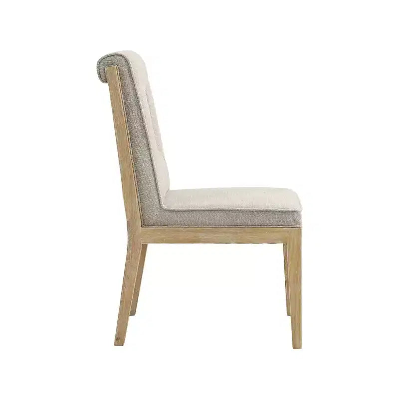Chaise de salle à manger en tissu texturé lin
