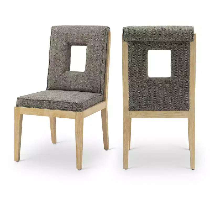 Chaise de salle à manger en tissu texturé lin