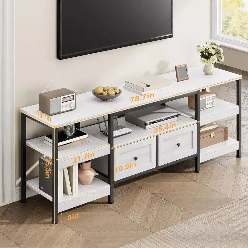 Meuble TV rustique de 71 po avec rangement – Convient aux téléviseurs jusqu'à 75 po