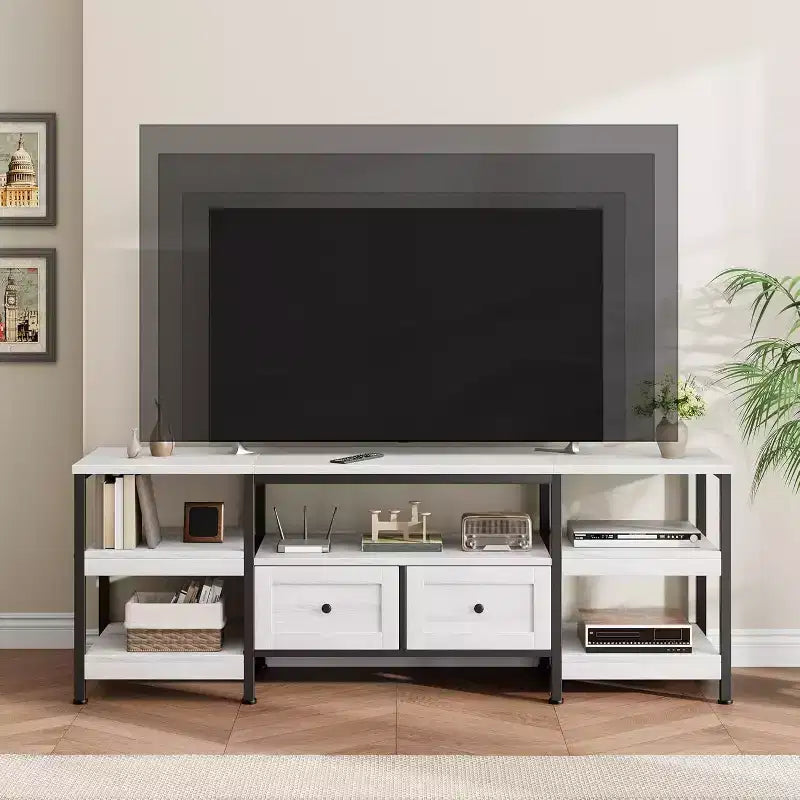 Meuble TV rustique de 71 po avec rangement – Convient aux téléviseurs jusqu'à 75 po