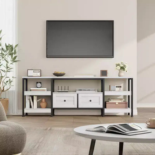 Meuble TV rustique de 71 po avec rangement – Convient aux téléviseurs jusqu'à 75 po