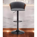 Tabouret de bar pivotant à hauteur réglable en similicuir gris et noir avec métal