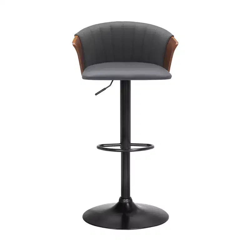 Tabouret de bar pivotant à hauteur réglable en similicuir gris et noir avec métal