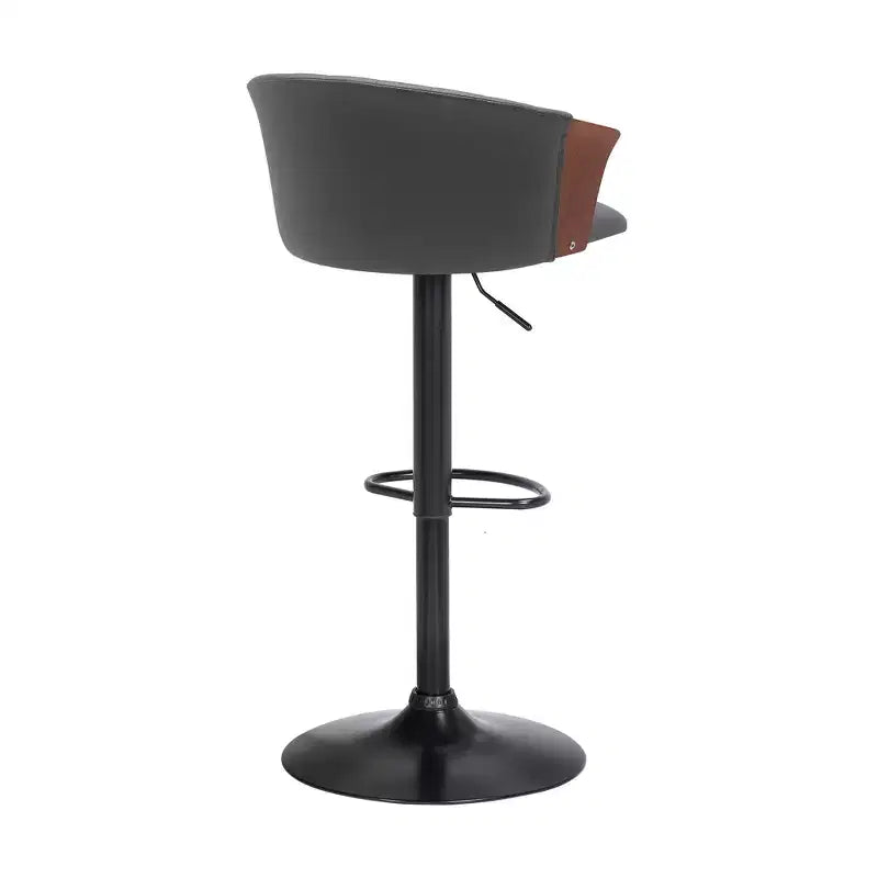 Tabouret de bar pivotant à hauteur réglable en similicuir gris et noir avec métal