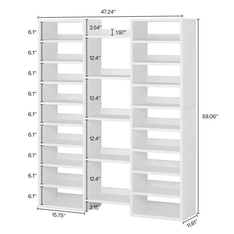 Grand range-chaussures blanc à 14 niveaux et 23 étagères, capacité de 46 paires, organisateur de chaussures vertical