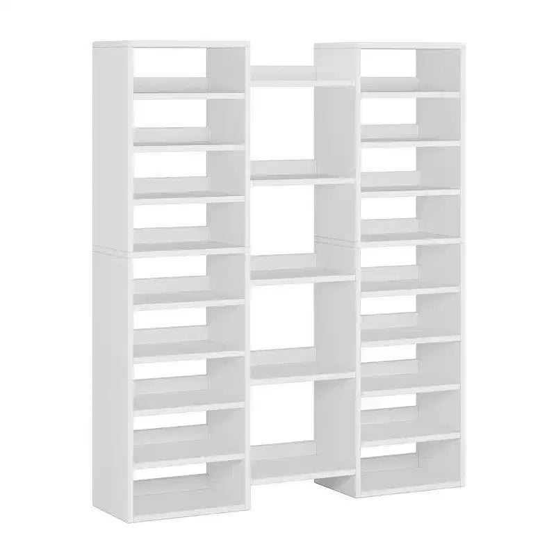 Grand range-chaussures blanc à 14 niveaux et 23 étagères, capacité de 46 paires, organisateur de chaussures vertical