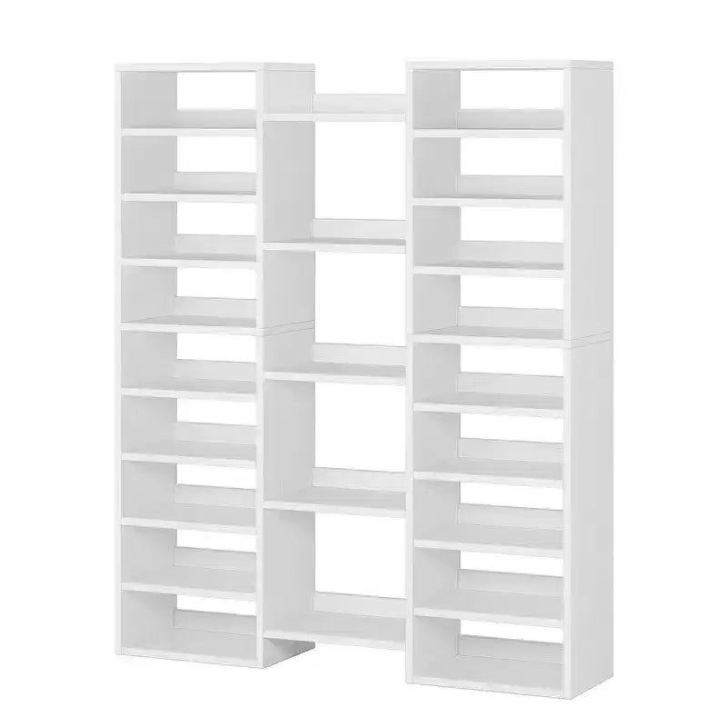 Grand range-chaussures blanc à 14 niveaux et 23 étagères, capacité de 46 paires, organisateur de chaussures vertical