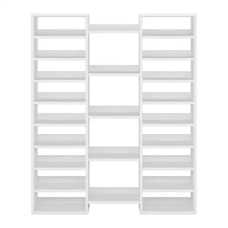 Grand range-chaussures blanc à 14 niveaux et 23 étagères, capacité de 46 paires, organisateur de chaussures vertical