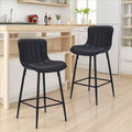 MAYEERTY Black 2-Pack Faux Leather Counter Bar Stools, Modern Design for Kitchen Islands &amp; Dining Rooms