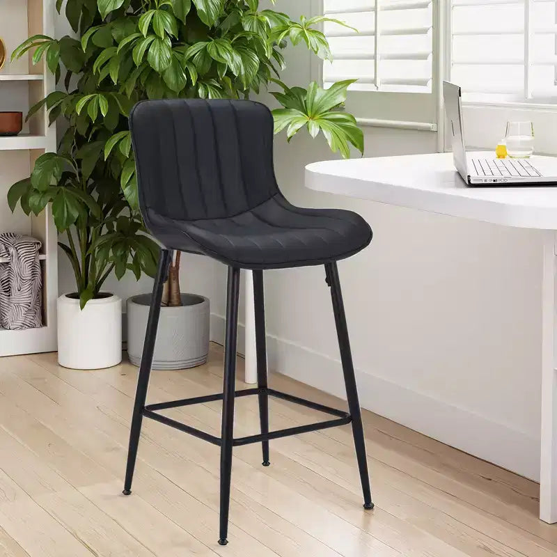 Tabourets de bar en similicuir noir, design moderne pour îlots de cuisine