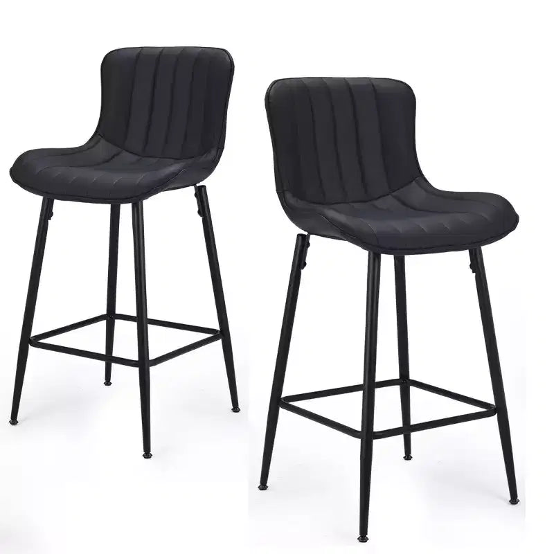 Tabourets de bar en similicuir noir, design moderne pour îlots de cuisine