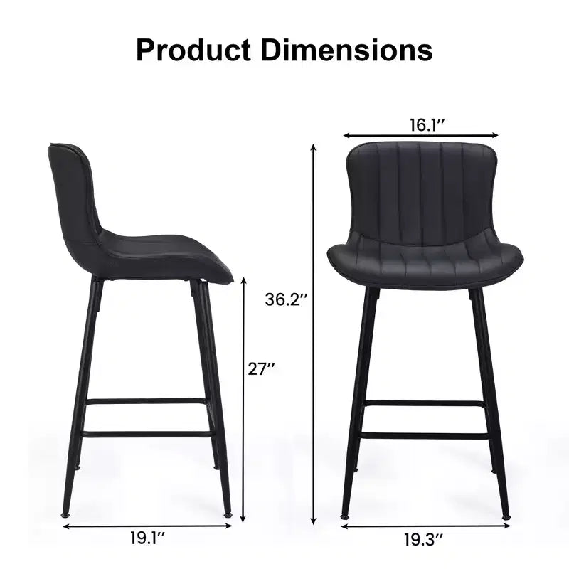 Tabourets de bar en similicuir noir, design moderne pour îlots de cuisine