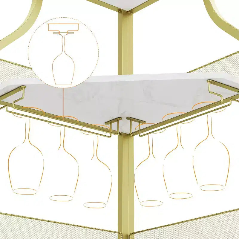 Meuble bar d'angle avec casier à vin amovible, meuble bar avec porte-verres
