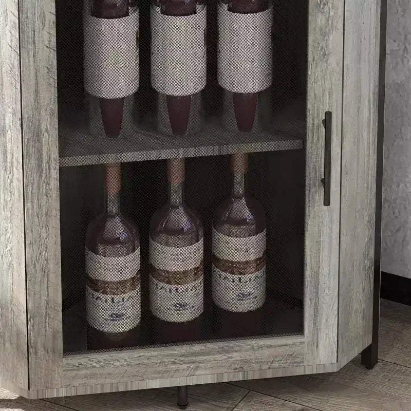 Meuble bar d'angle avec casier à vin amovible, meuble bar avec porte-verres