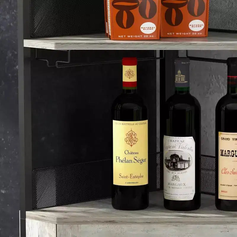 Meuble bar d'angle avec casier à vin amovible, meuble bar avec porte-verres