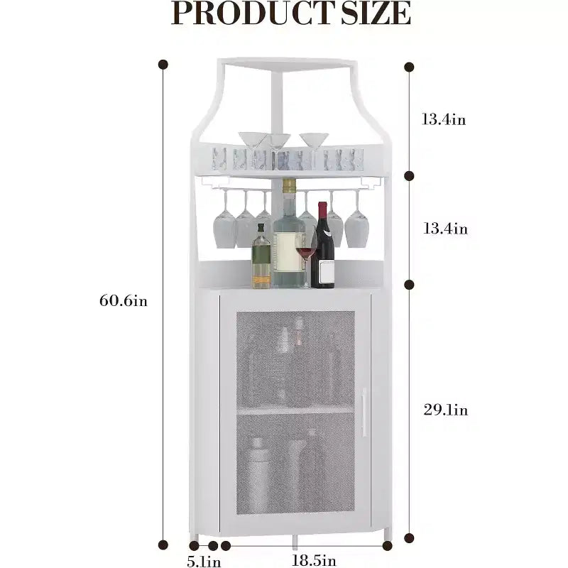 Meuble bar d'angle avec casier à vin amovible, meuble bar avec porte-verres