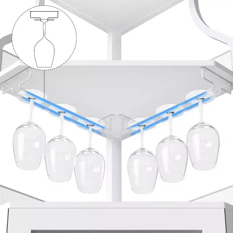 Meuble bar d'angle avec casier à vin amovible, meuble bar avec porte-verres