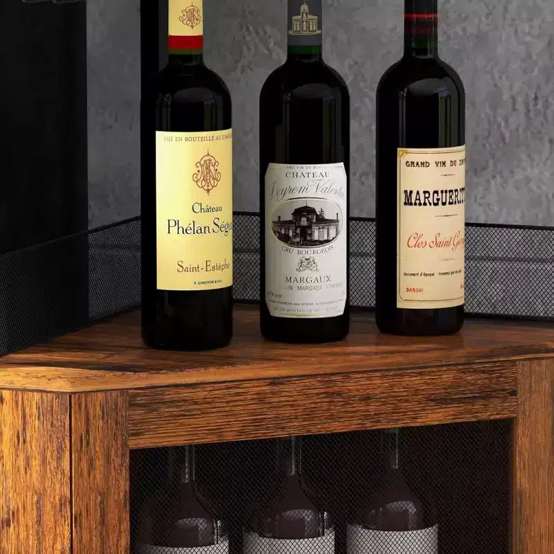 Meuble bar d'angle avec casier à vin amovible, meuble bar avec porte-verres