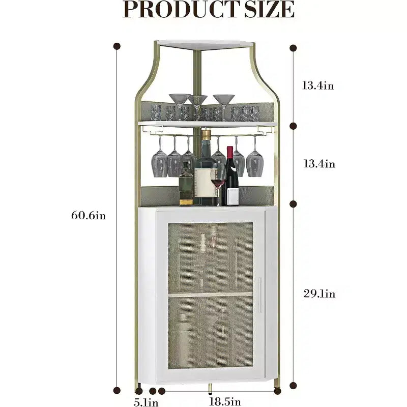 Meuble bar d'angle avec casier à vin amovible, meuble bar avec porte-verres