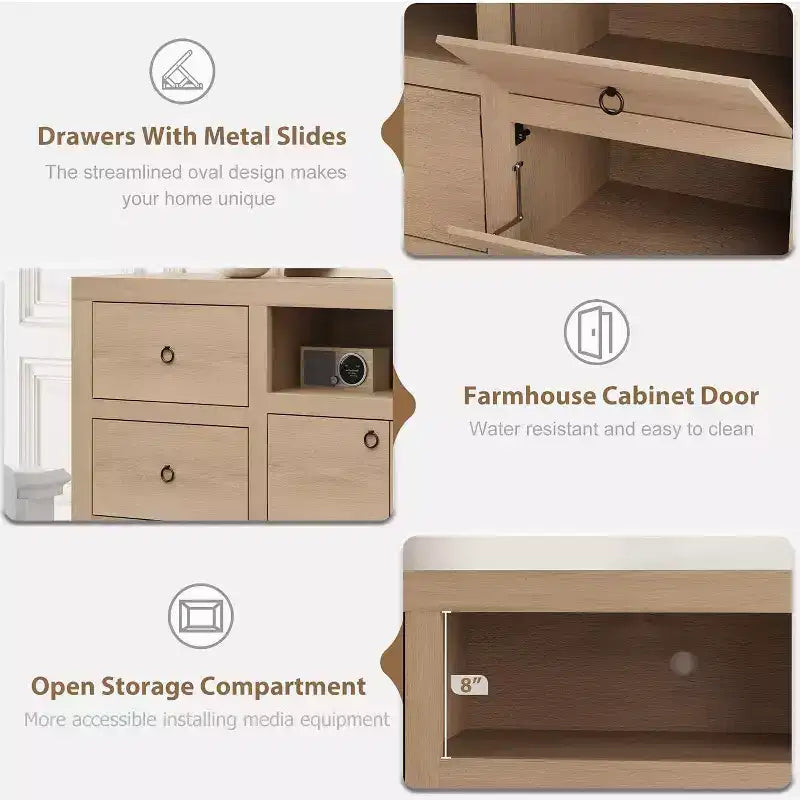 Meuble TV de ferme pour téléviseurs de 75 à 80 pouces - Console multimédia longue de 70 pouces