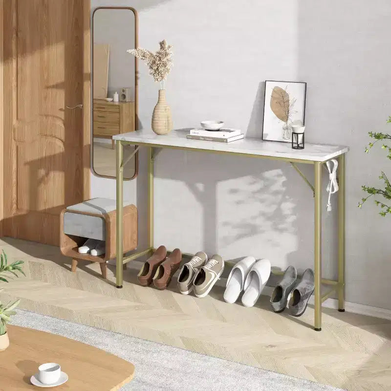 9.1 Table Console Étroite avec Prises, Table d'Appoint Derrière le Canapé