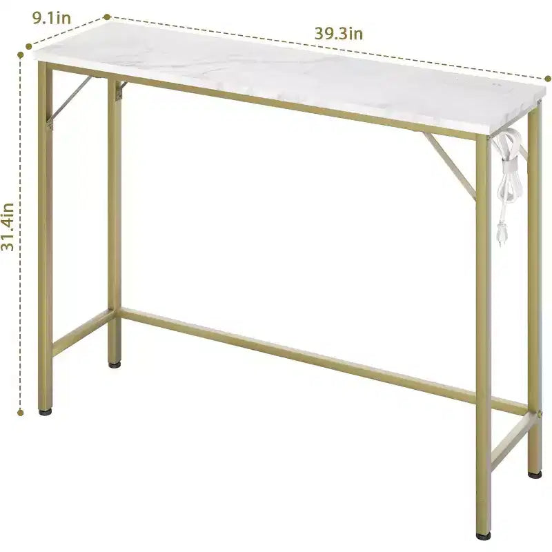 9.1 Table Console Étroite avec Prises, Table d'Appoint Derrière le Canapé