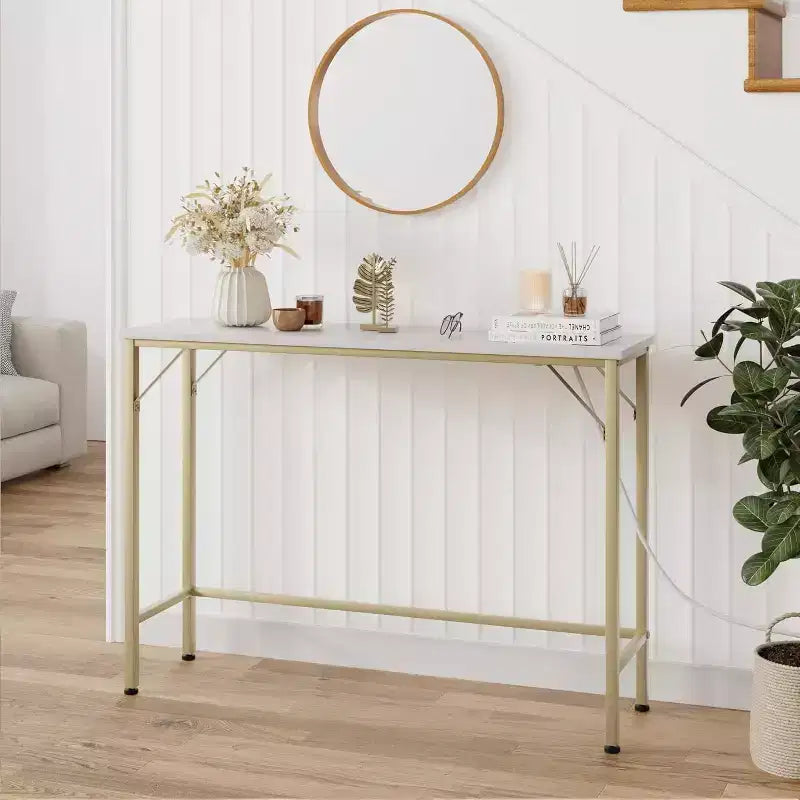 9.1 Table Console Étroite avec Prises, Table d'Appoint Derrière le Canapé