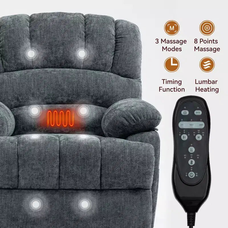 Fauteuil releveur électrique en chenille grande taille, large et dossier haut