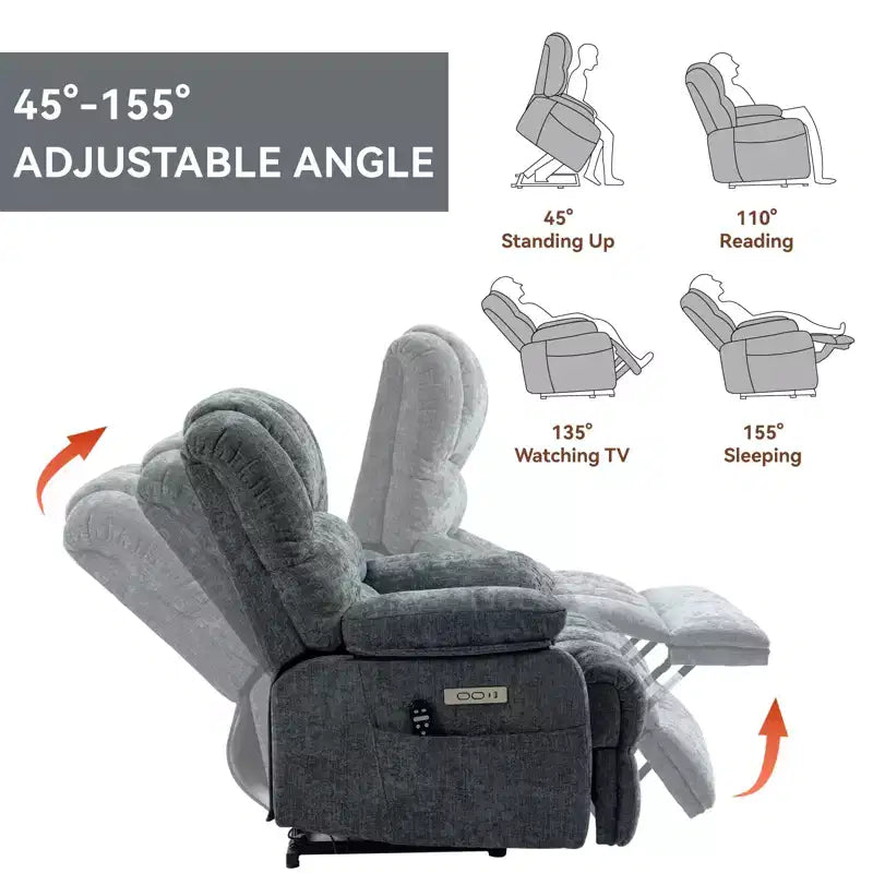 Fauteuil releveur électrique en chenille grande taille, large et dossier haut