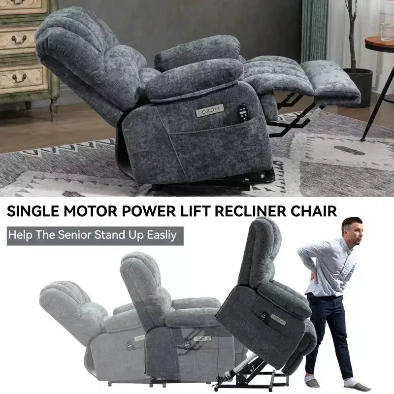 Fauteuil releveur électrique en chenille grande taille, large et dossier haut