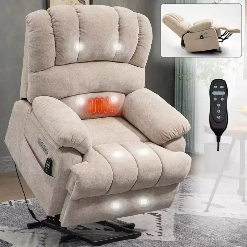 Fauteuil releveur électrique en chenille grande taille, large et dossier haut