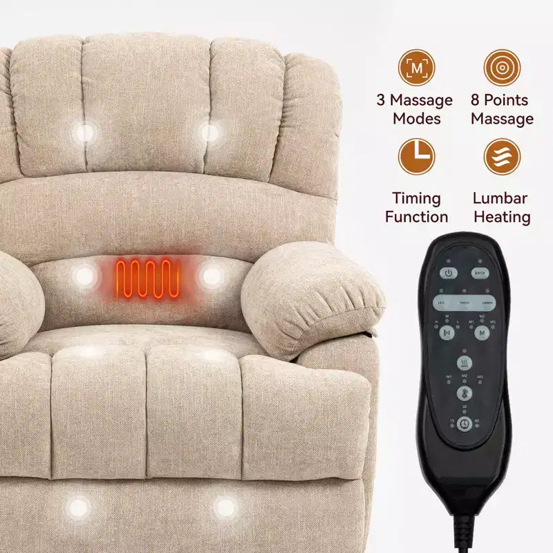 Fauteuil releveur électrique en chenille grande taille, large et dossier haut