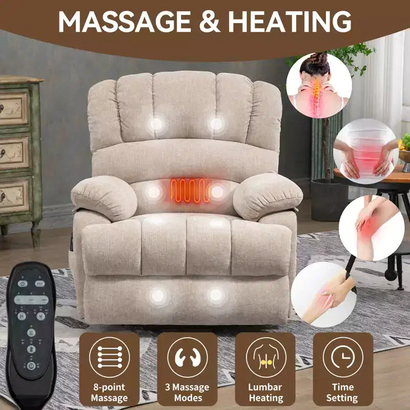 Fauteuil releveur électrique en chenille grande taille, large et dossier haut