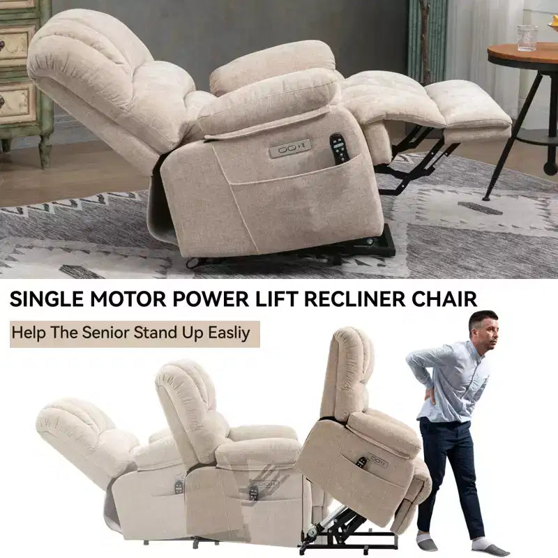 Fauteuil releveur électrique en chenille grande taille, large et dossier haut
