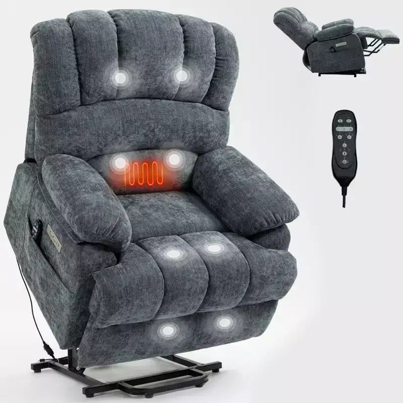 Fauteuil releveur électrique en chenille grande taille, large et dossier haut