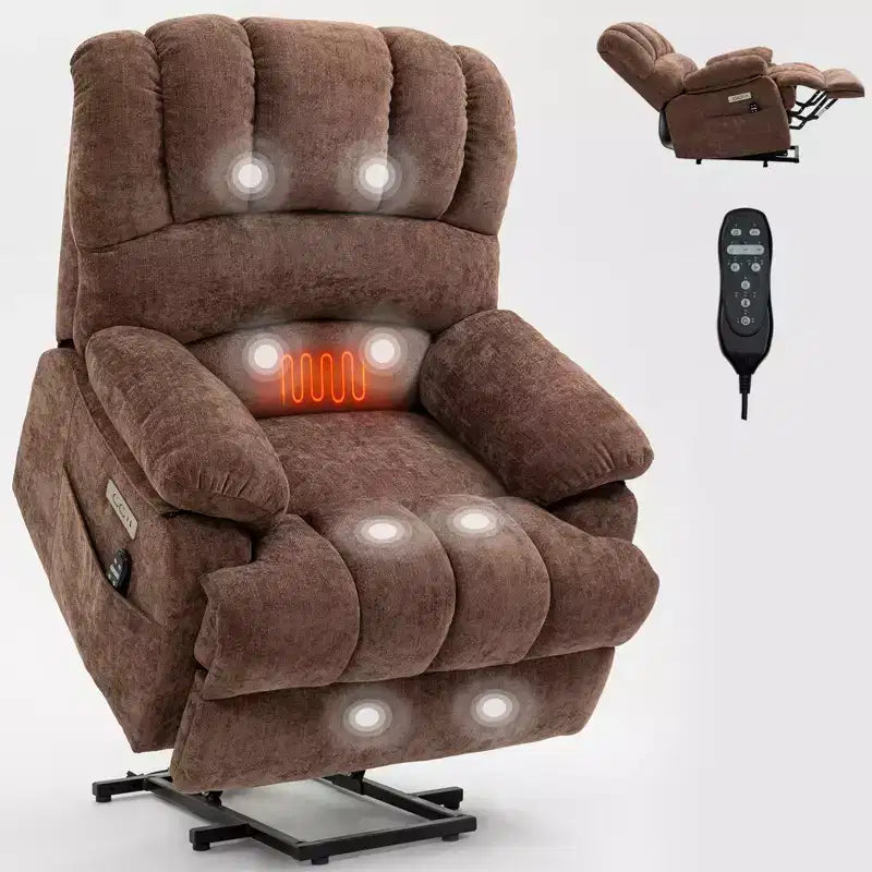 Fauteuil releveur électrique en chenille grande taille, large et dossier haut