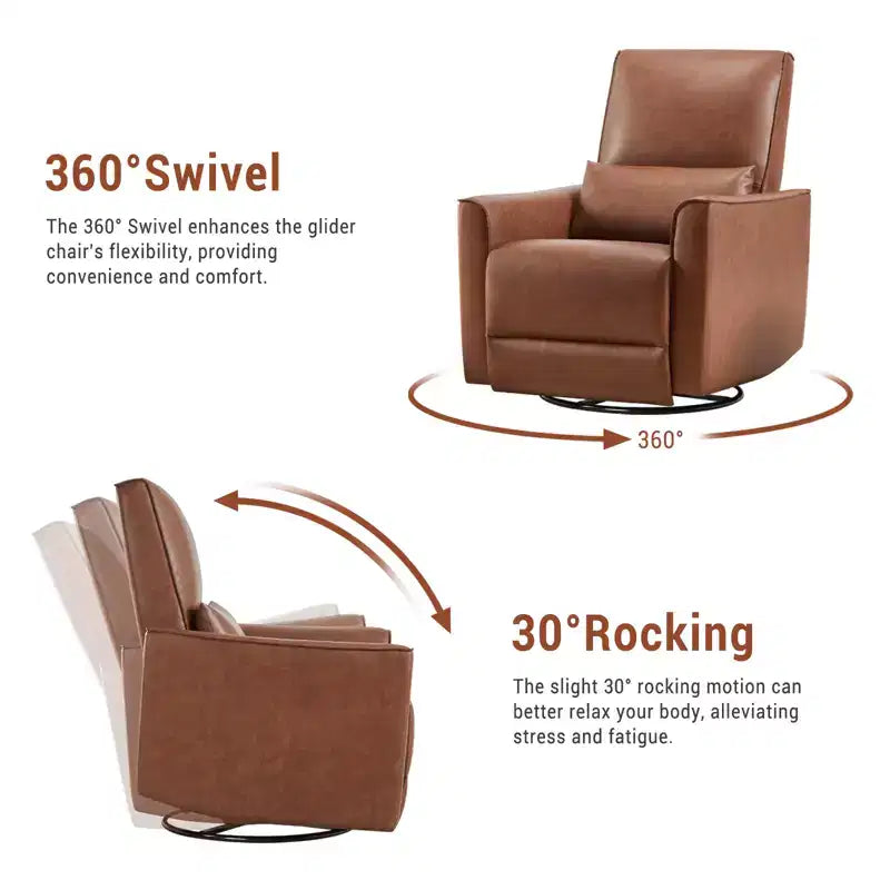 Fauteuil inclinable pivotant et basculant, fauteuil inclinable manuel en cuir, fauteuil à bascule confortable