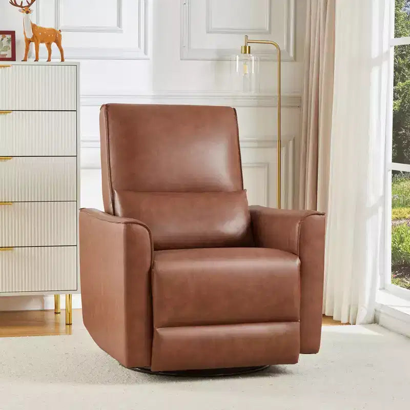 Fauteuil inclinable pivotant et basculant, fauteuil inclinable manuel en cuir, fauteuil à bascule confortable