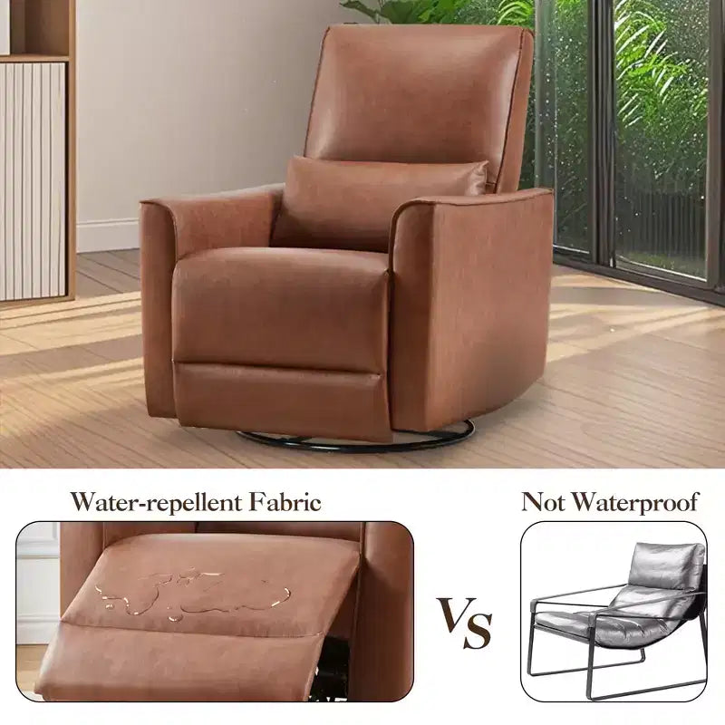 Fauteuil inclinable pivotant et basculant, fauteuil inclinable manuel en cuir, fauteuil à bascule confortable