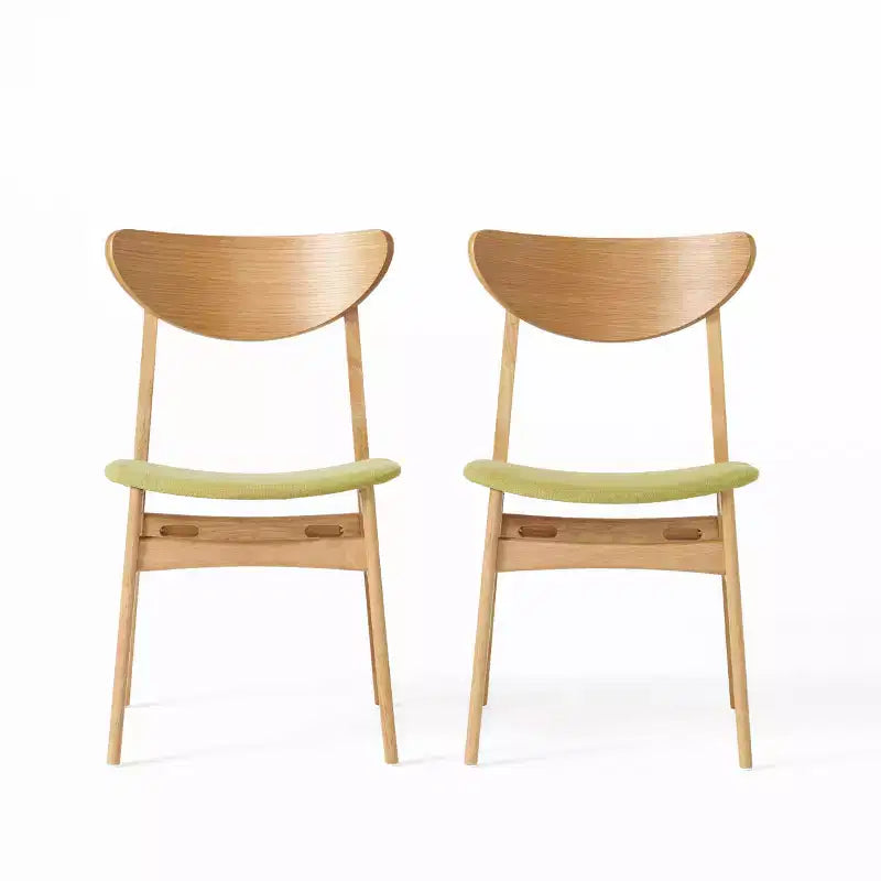 Chaises de salle à manger en bois d'hévéa et tissu d'ameublement de style Mid-Century Modern