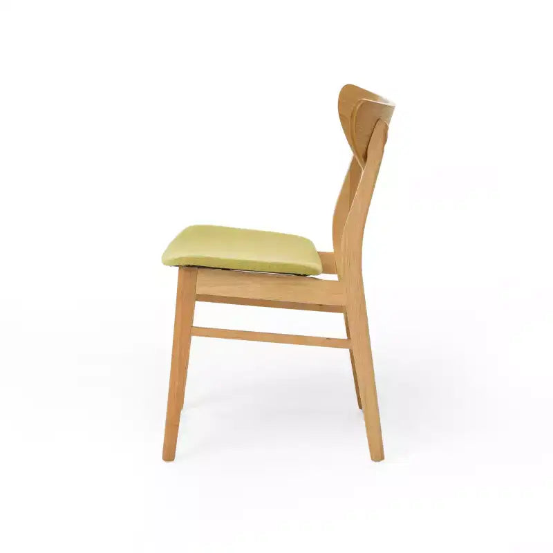 Chaises de salle à manger en bois d'hévéa et tissu d'ameublement de style Mid-Century Modern