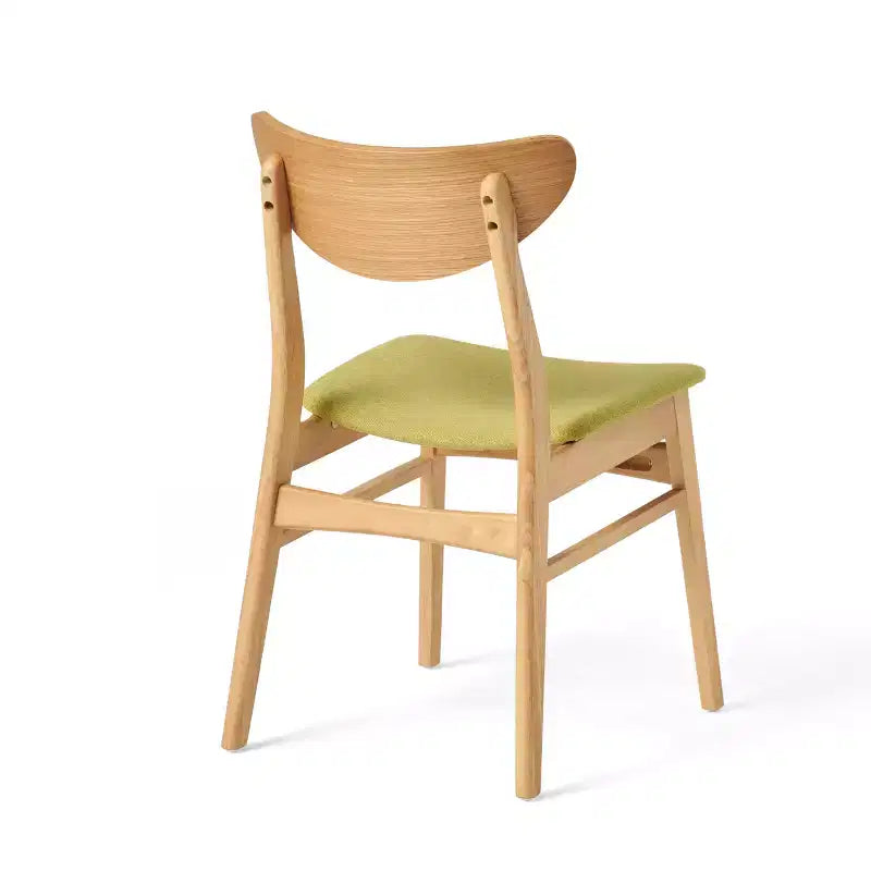 Chaises de salle à manger en bois d'hévéa et tissu d'ameublement de style Mid-Century Modern