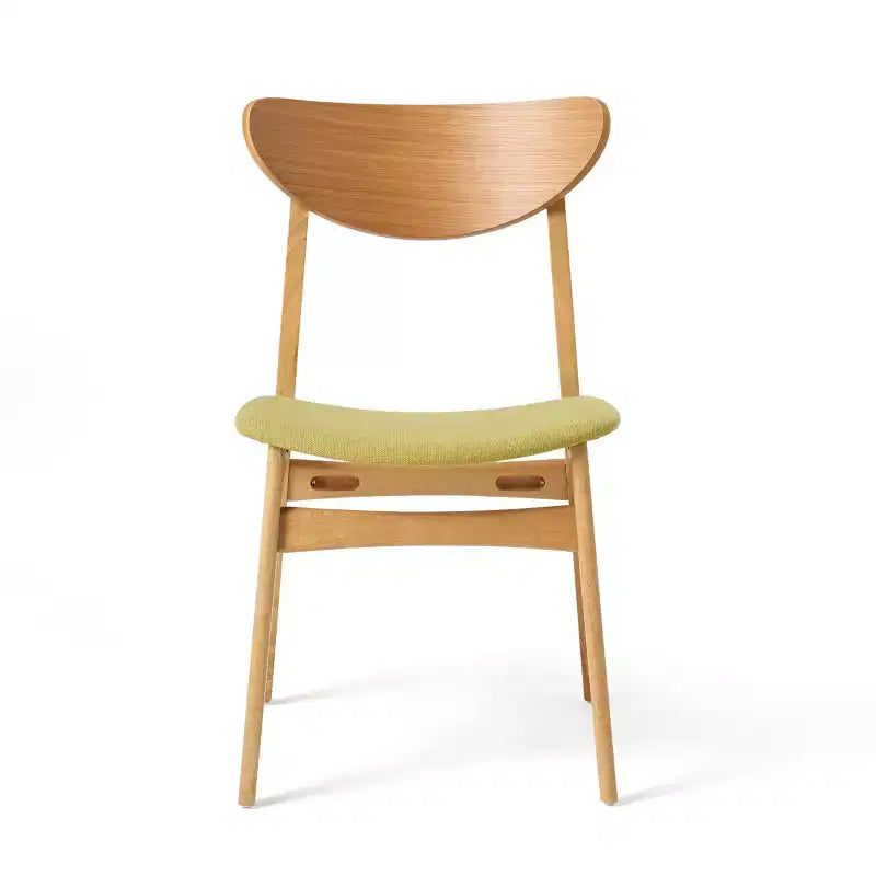 Chaises de salle à manger en bois d'hévéa et tissu d'ameublement de style Mid-Century Modern