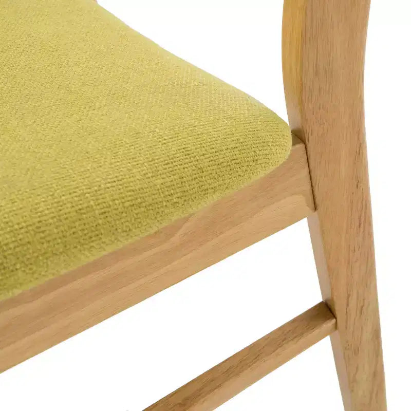 Chaises de salle à manger en bois d'hévéa et tissu d'ameublement de style Mid-Century Modern