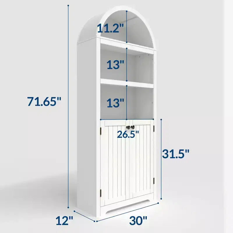 Étagère d'angle, Bibliothèque à 5 niveaux avec portes et étagères réglables
