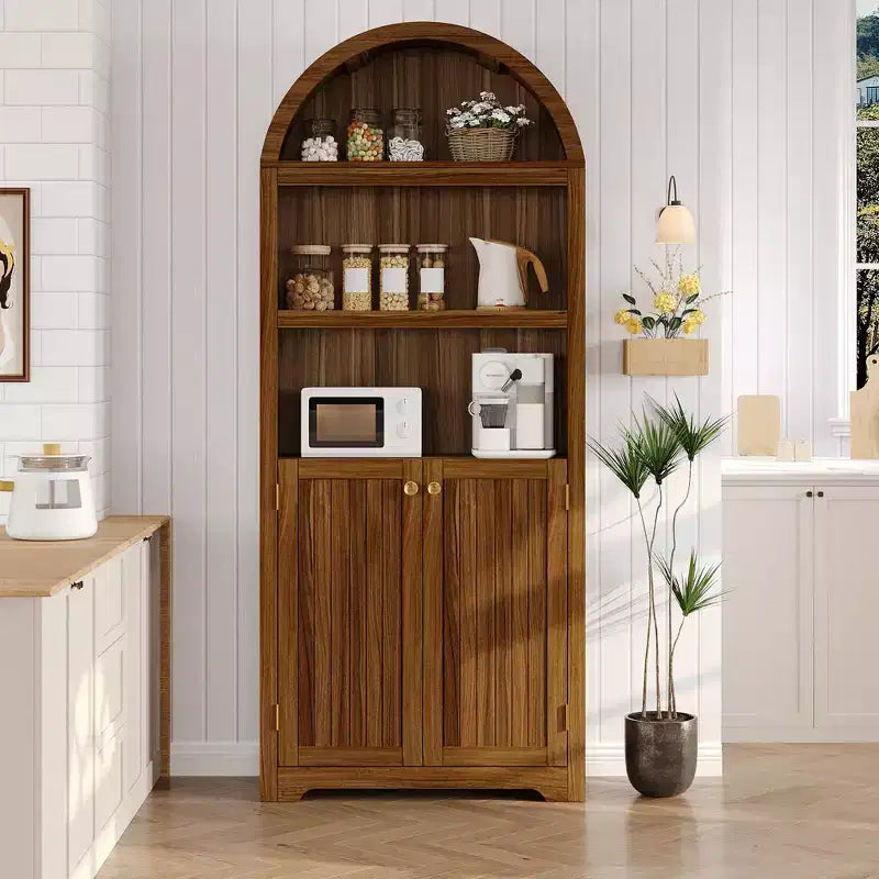 Étagère d'angle, Bibliothèque à 5 niveaux avec portes et étagères réglables