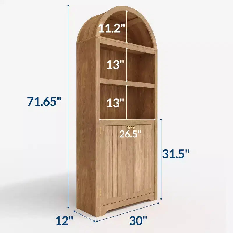 Étagère d'angle, Bibliothèque à 5 niveaux avec portes et étagères réglables